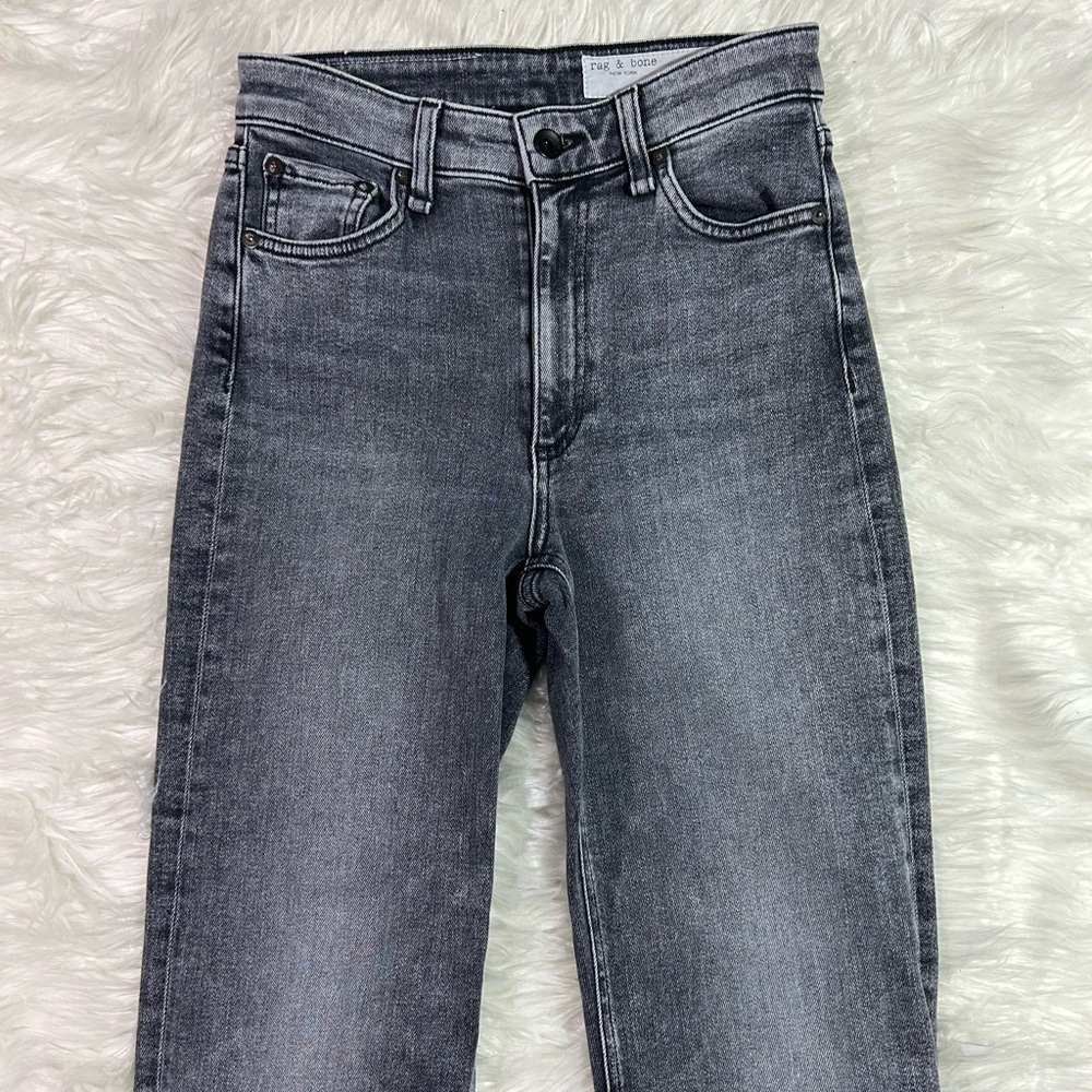 Rag & Bone High Rise Straight Leg Acid Wash Jeans - Picture 5 of 9